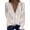 White, variant on Faithtur Women Solid Color T-shirt, Adults Casual Long Sleeve V-neck Pom Pom Lace Pullover