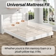 thumbnail image 6 of Frostbloom King Size Velvet Upholstered Platform Bed Frame with Wingback Headboard, No Box Spring Needed, White, 6 of 8