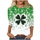 thumbnail image 3 of TaTaai Women Crew Neck 3/4 Sleeve St. Patrick's Day Green Print Loose Top Casual Fashion T-Shirt Ladies Spring Holiday Gathering Wear Lightweight Breathable Non-See-Through No Fading Top Gift, 3 of 5