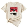 thumbnail image 1 of iTNHFP Chemises pour Femmes Décontractées Mode Féminine Imprimé Cowboy Manches Courtes Col Rond T-Shirt, 1 of 2