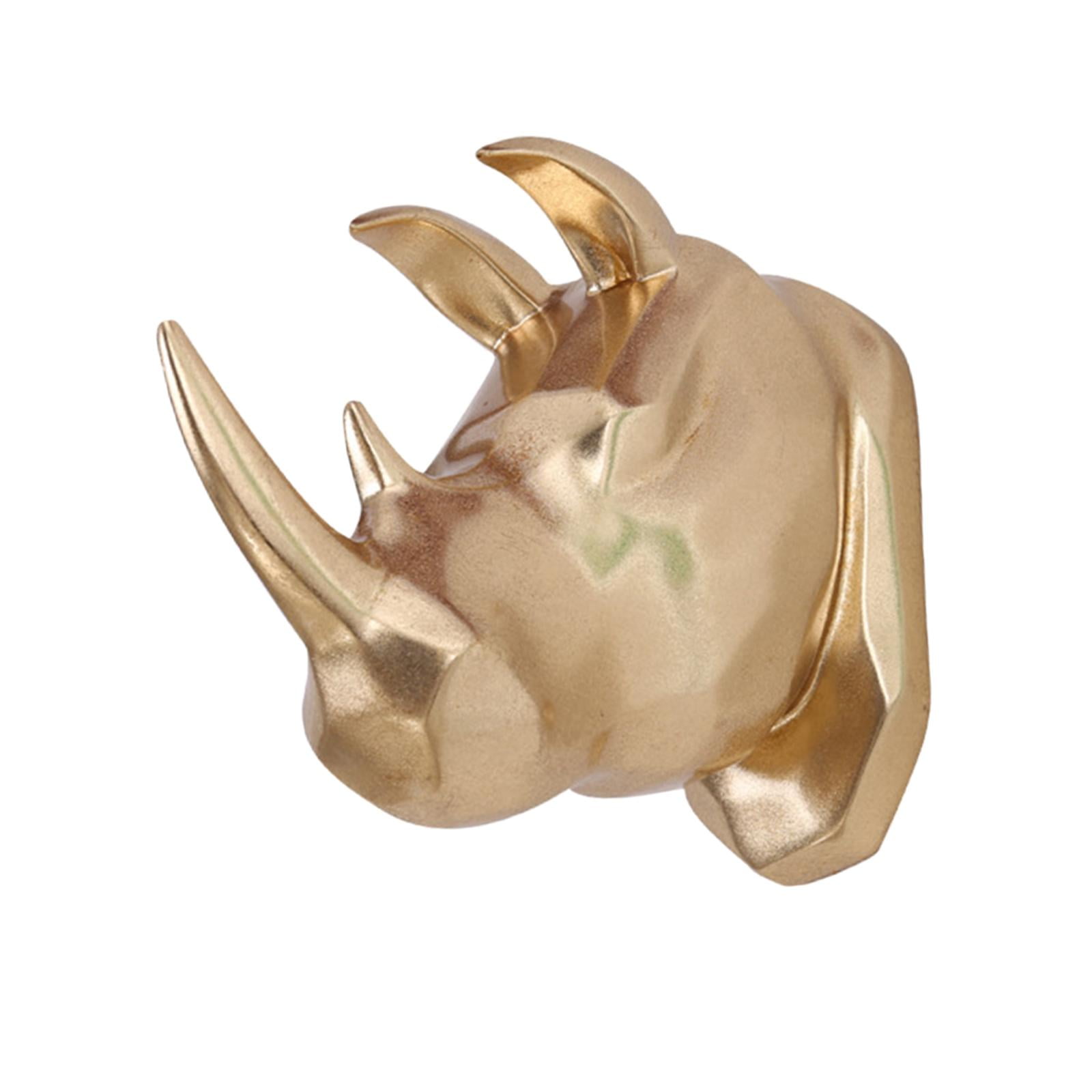 Hand made Resin Rhinoceros Head in Gold Beautiful Wall Art 