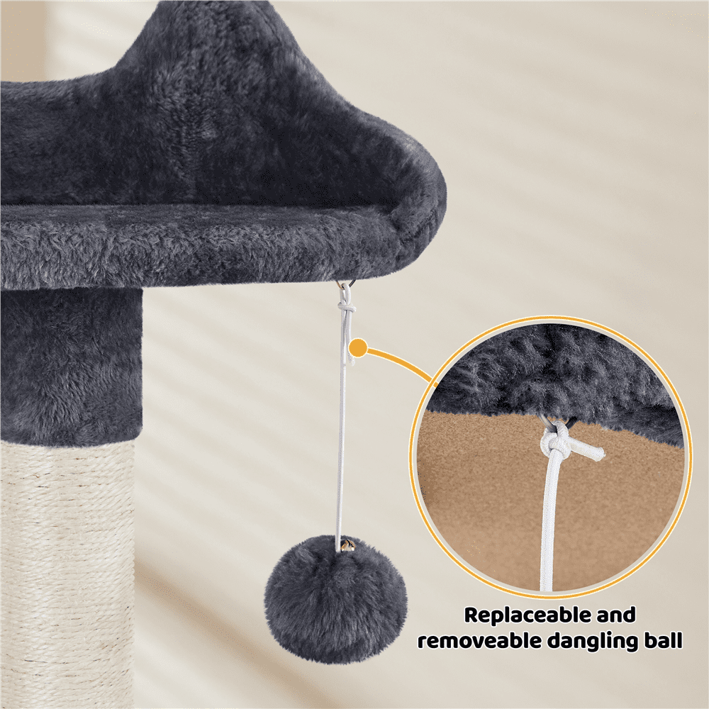Yaheetech 53.5'' Multilevel Cat Tree Condo with Scratching Post, Dark Gray