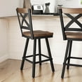 thumbnail image 6 of Amisco Jasper 30 In. Swivel Bar Stool - Light Brown Distressed Wood / Black Metal, 6 of 10