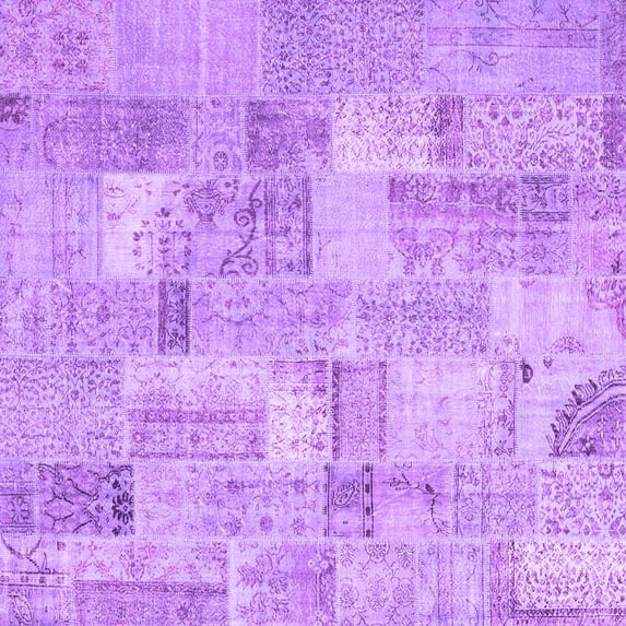 Ahgly Company Indoor Square Patchwork Purple Transitional Area Rugs, 6' Square