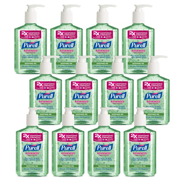 Gel calmante Purell Advanced, desinfectante para manos, 240 ml (paquete de 12)
