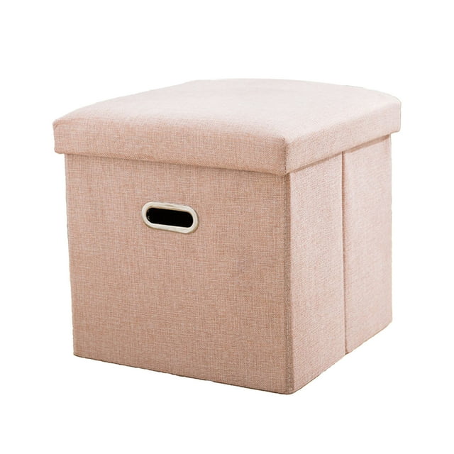 Storage Ottoman Cube With Handle 12 Inch Foldable Seating And Storage For Living Room Bedroom Dormitory Home Office Beige