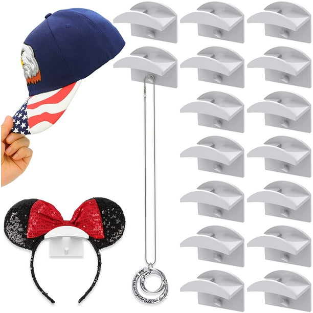 16-Pack Upgraded Hat Hooks for Wall, Adhesive Holder for Disney Ears, Mouse  Ear Holder, Hat Racks for Baseball Caps, Multi-functional Hat Organizer,  Minimalist Hat Hanger, Easy to Install (White) 