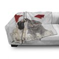 thumbnail image 3 of Pug Soft Flannel Fleece Throw Blanket, Christmas Themed Animal Photography a Cat and Dog Wearing Santa Hats Print, Cozy Plush for Indoor and Outdoor Use, 50" x 60", Grey Cream Red, by Ambesonne, 3 of 6