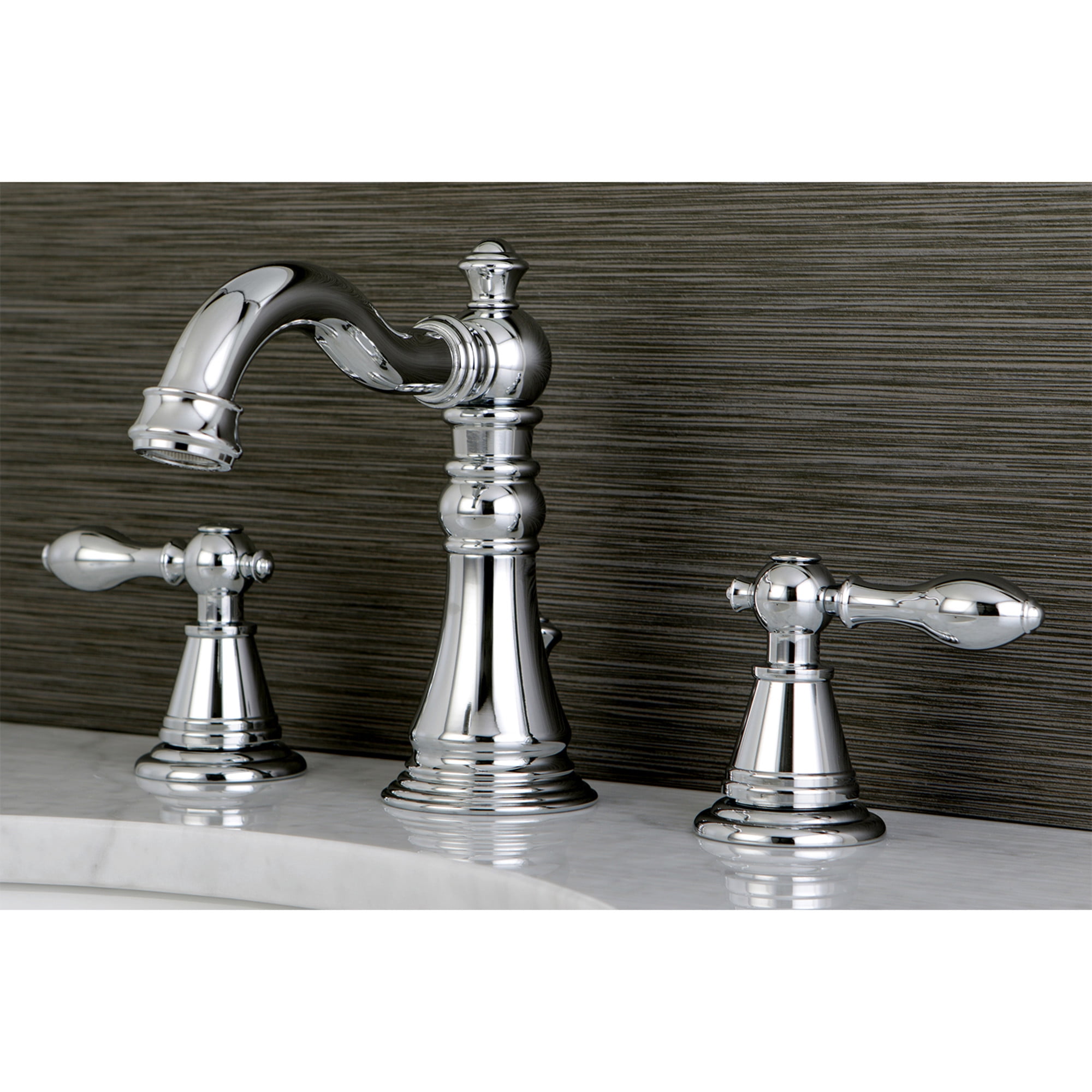 Kingston Brass FSC1971AL English Classic Two-Handle 3-Hole Deck Mount Widespread Bathroom Faucet with Pop-Up Drain in Polished Chrome