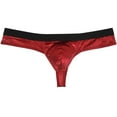 thumbnail image 2 of 3PACK Botmois Men's Solid Mini Bottoms Bikini Briefs Breathable Thong G-String Underwear Elastic Waistband Shiny T-back Tangas Red/Gold/Blue XL, 2 of 4