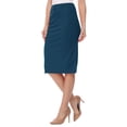 thumbnail image 2 of Women's Casual Elastic Band High Waist Stretch Office Work Solid Midi Skirt, 2 of 5