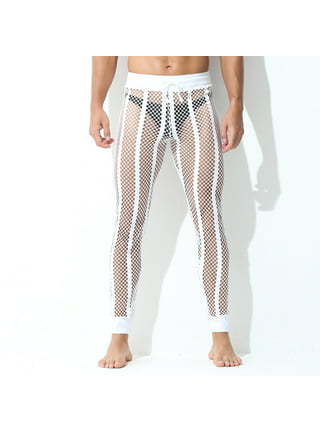 Men Low Waist Ultra-thin Pants See-though Mesh Pajama Bottoms Trousers  Nightwear