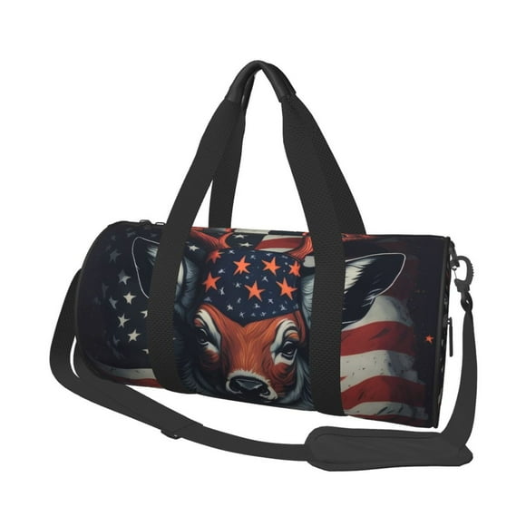 Sikiie Modern USA Deer Head Print Duffel Bag, Travel Bag, Sports Gym Bag - Ideal for Sports, Gym, Overnight Stays