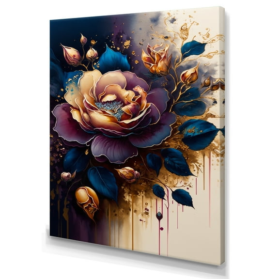 Designart Night Shade Rose Design V Canvas Wall Art