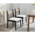 thumbnail image 3 of Dayalane Farmhouse Rattan Dining Chairs Set of 2, Mid Century Modern Dining Side Chairs, Linen Upholstered French Country Kitchen Chairs with Hardwood Frame for Dining Room Kitchen, Beige, 3 of 8