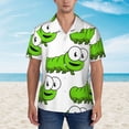 thumbnail image 4 of Cute Cartoon Green Caterpillars Hawaiian Shirts For Men, Summer Short-Sleeve Relaxed-Fit Button-Down Shirts Medium, 4 of 9