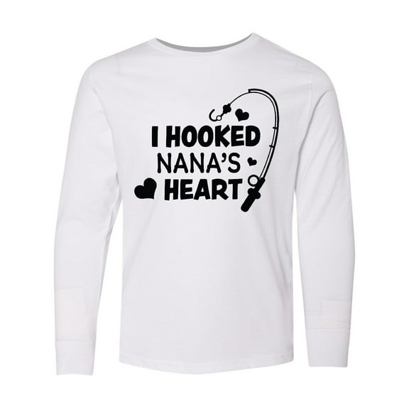 Inktastic I Hooked Nana's Heart with Fishing Rod Long Sleeve Youth T-Shirt