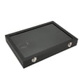 thumbnail image 2 of Pin Display Case Transparent Dustproof Pin Shadow Box for Military Medal Jewelry Pin Badge Collection Black Black Shadow Box Frame with Hard Glass Door, Pin Collection Display[大 PU皮（35*24*5）], 2 of 9