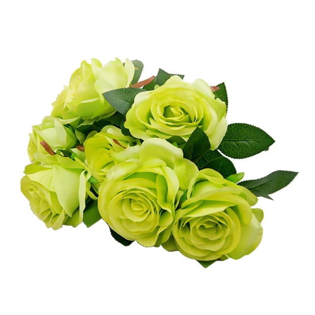 Rosas de Seda Artificial, 9 Ramas Cada Pieza, para El Arreglo de Decoración Del Hogar Del Banquete de Boda Nupcial - Verde Sunnimix Rosas artificiales