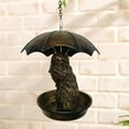 thumbnail image 4 of Luxcidy Vintage Metal Birds Feeder, Brown Iron Hanging Outdoor Bird Bath (Owl), 11.02x3.94in for Garden Yard Patio Lawns Decor, Rustic Finish (A), 4 of 6