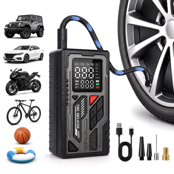 Teblint Cordless Tire Inflator Portable Air Compressor for Car 150PSI Auto Shut-off, Digital Pressure Gauge & LED Light, Air Pump for Car Tires, Motorcycle, Bicycle, Ball