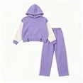 thumbnail image 5 of StSilkitty Kids 2 Piece Outfits Set Color Block Long Sleeve Hooded Sweatshirt and Jogger Sweatpants Sweatsuit Sets, 5 of 8