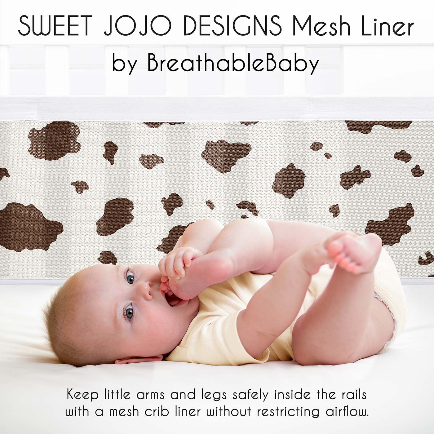 Sweet Jojo Designs + BreathableBaby Wild West Cowboy Off White Brown Breathable Mesh Crib Liner Pad