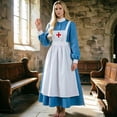 thumbnail image 5 of Women's Vintage Nurse Costume Historical Dress with Apron Long Sleeve Retro Uniform for Halloween Cosplay Medical Roleplay Outfit Pioneer Victorian Adult Suit, 5 of 8