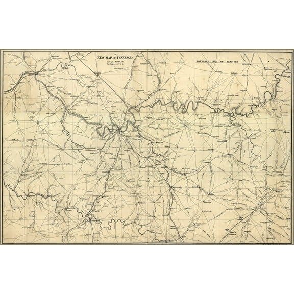 24"x36" Gallery Poster, map of Nashville Region tennessee 1860