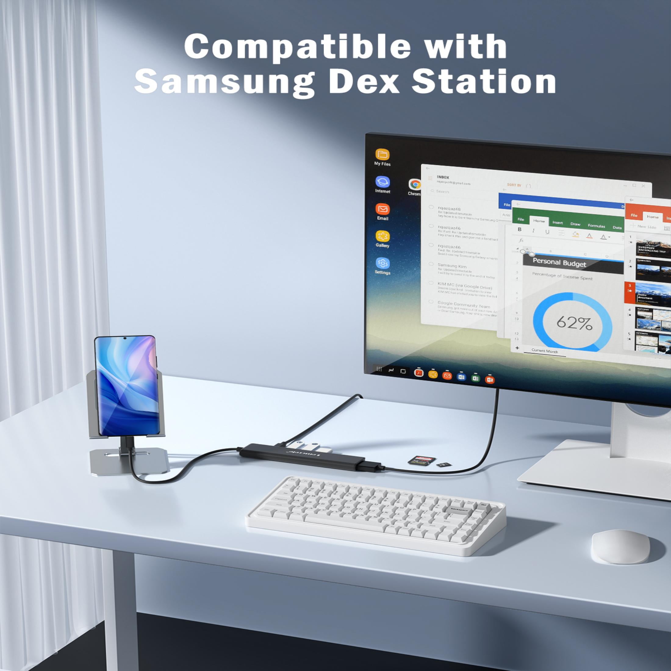 Lemorele USB-C Hub, Docking Station, 7-in-1 USB C Adapter with 4K HDMI,  USB 3.0/2.0 Data Ports, SD/TF Card Reader, 100W PD Fast Charging