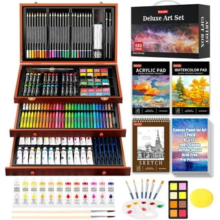  175 Piece Deluxe Art Set with 2 Drawing Pads, Acrylic Paints,  Crayons, Colored Pencils, Paint Set in Wooden Case, Professional Art Kit,  Art Supplies for Adults, Teens and Artist, Paint Supplies