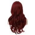 thumbnail image 5 of RightOn 26'' Wine Red Wig Long Wavy Wigs with Bangs Long Wavy Red Wigs with Wig Cap, 5 of 6