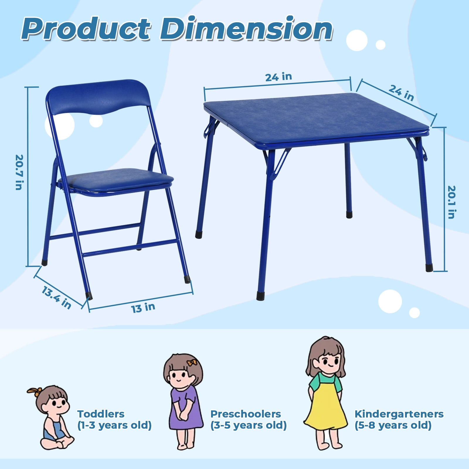 Homy Casa Folding Play Table Set with 4 Chairs, Ideal for Toddler Playroom Classroom Activity Playset, Multicolor