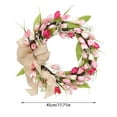 thumbnail image 3 of Spring Tulip Wreath for Front Door - 17.71 Inch Artificial Summer Wreath with Red and Pink Tulips, for Home, Party, Bedroom, and Outdoor Decorations, 3 of 8