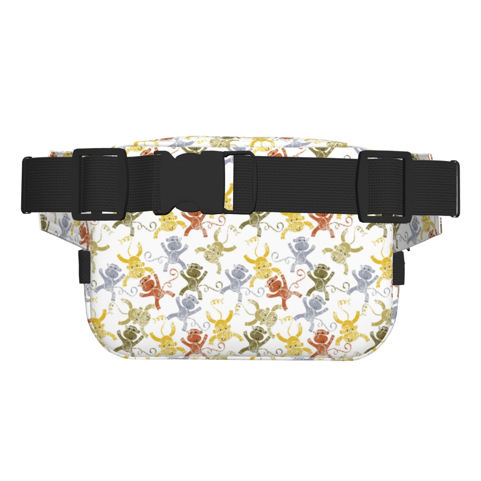 Fuzoiu Cartoon Monkey Print Unisex Square Double Layer Waist Bag,Crossbody Fanny Pack Travel Workout Accessory