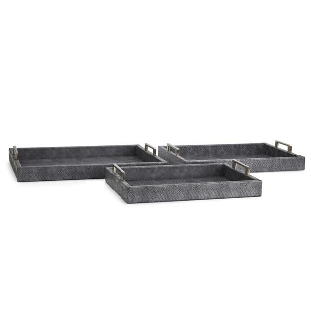 IMAX Z65575-3 Plateaux Gris Marlou - Lot de 3