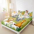 thumbnail image 3 of Castle Fairy Cute Safari Animal Bed Sheets 4-Piece,Floral Elephant Giraffe Zebra Full Size Sheets,Green Brown White,1 Fitted Sheet, 1 Flat Sheet and 2 Pillowcases, 3 of 6