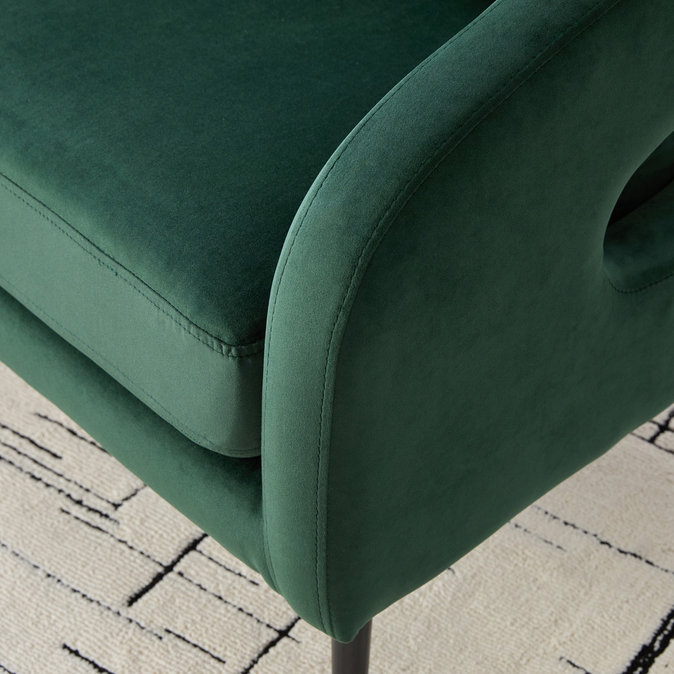 Noble House Norford 53.7" Velvet Open-Back Loveseat Settee, 2-Seater Small Sofa with Pillows and Metal Legs, Green