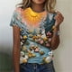 thumbnail image 2 of Tops de Ajuste Suelto para las Mujeres Sudadera Casual Impresa Manga Corta Cuello Redondo Superior, Poliéster, 2 of 5