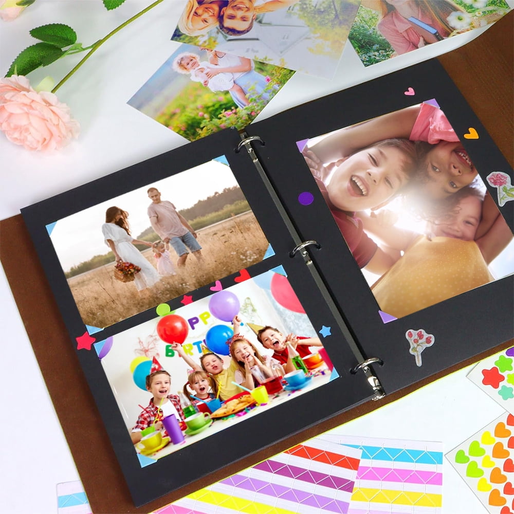 Botattraeck Photo Album Scrapbook 30 Sheets/60 Pages Premium Black Paper Memory Book Vintage DIY Leather Cover Photo Book for Kids Graduation Wedding Anniversary Birthday Gifts