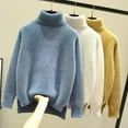 thumbnail image 6 of Lohuatrd Women Autumn Winter Knitting Sweater Turtleneck Long Sleeve Thickened Knitting Tops Side Split Hem Imitation Mink Pullover Sweater, 6 of 8