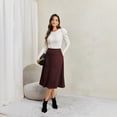 thumbnail image 6 of Faux Suede Midi Skirt for Women Vintage High Waisted A-Line Trendy Fall Winter Business Causal Skirts M, 6 of 8