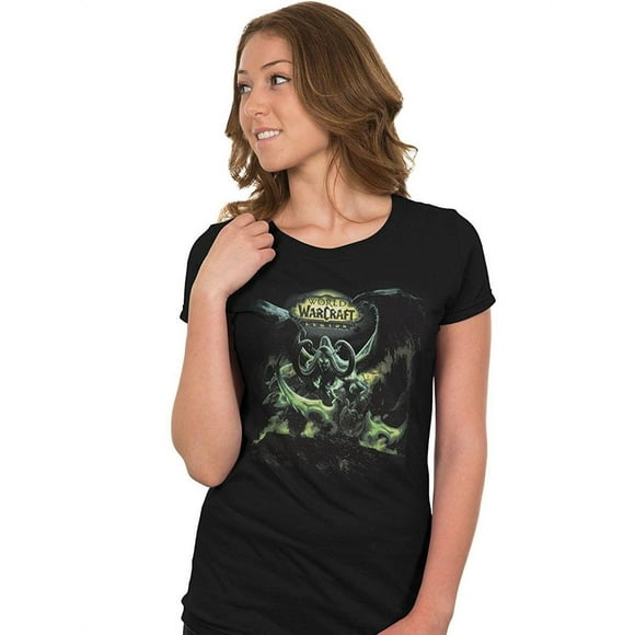 World of Warcraft , Tee-Shirt pour Femmes de la Légion Seigneur de l'Outre-pays, Moyen (Noir)