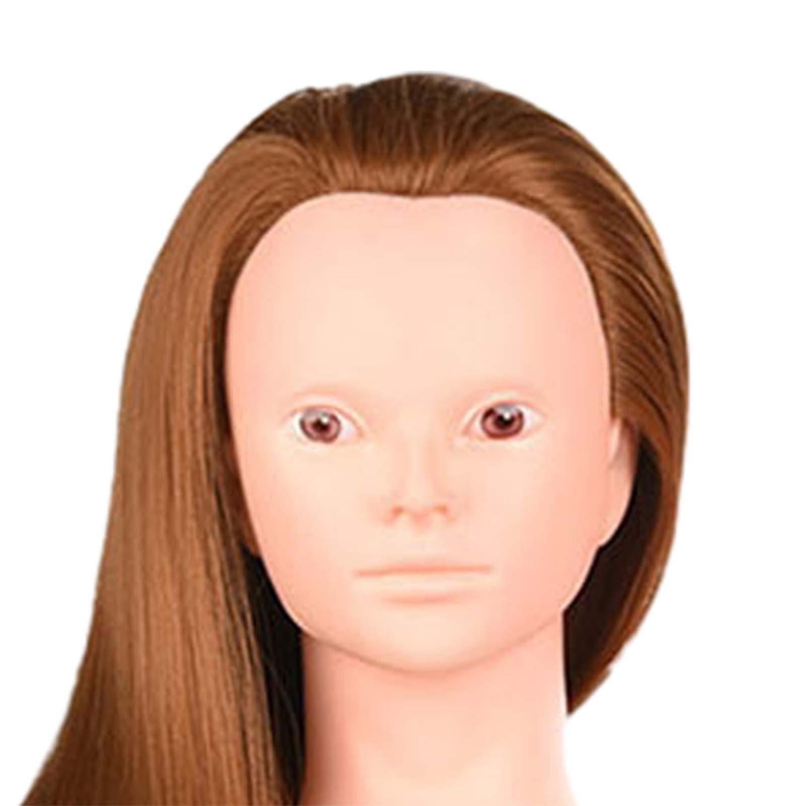 Hair Training Head Mannequin Head Hairstyling Multipurpose Long Hair Manikin Doll Head for Cutting DIY Cosmetology School Students Braid , Gold without Makeup