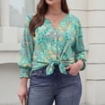 thumbnail image 6 of Women Blouses Button Down Shirts Dressy Business Casual 3/4 Length Sleeve Tops Summer Fall Fashion Clothing,L, 6 of 7