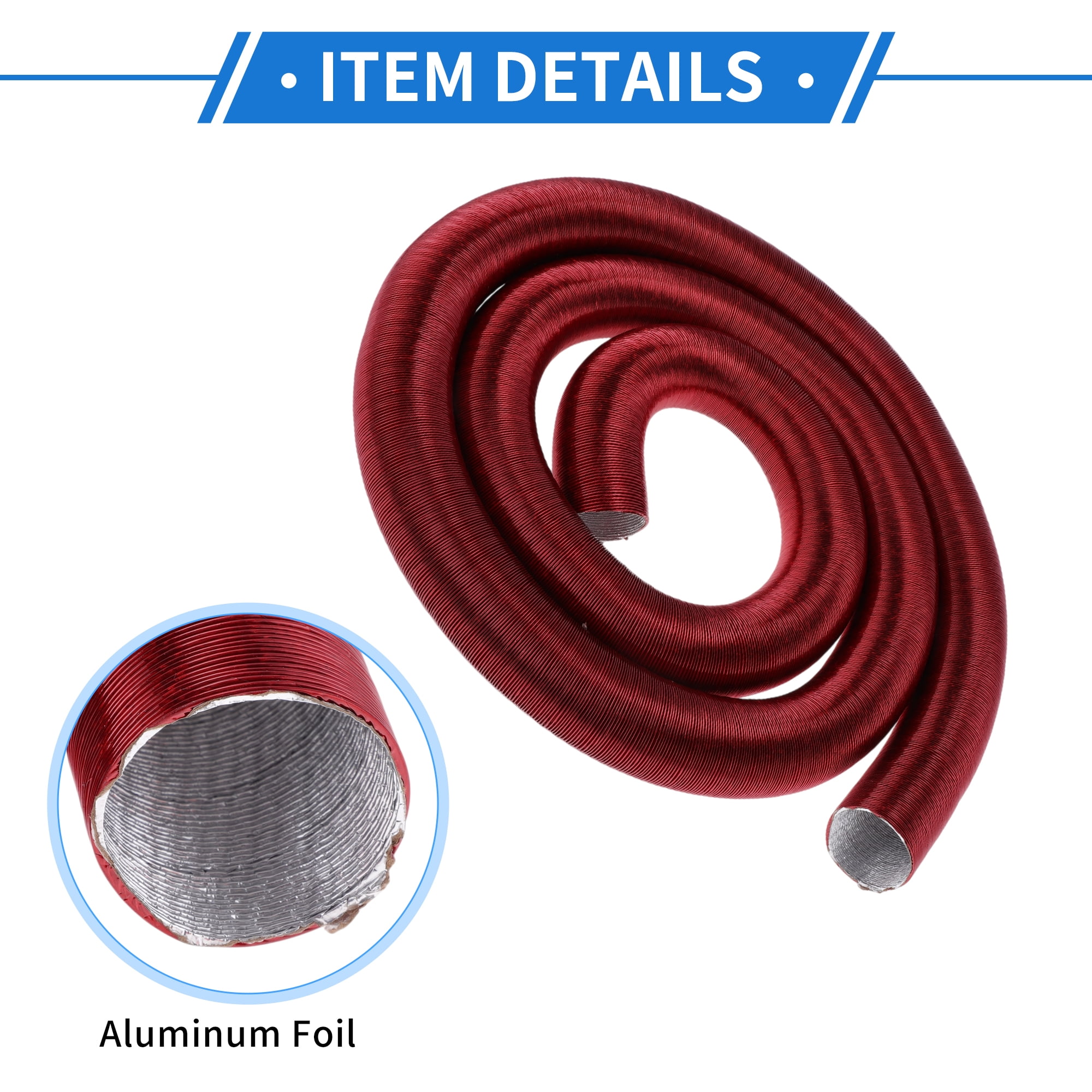 Unique Bargains 42mm Dia 500cm Car Heater Duct Pipe   Aluminum Foil Warm Air Ducting Hose for Diesel Heater Red