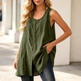 thumbnail image 2 of Aboser Oversized Linen Shirts for Women Classic Sleeveless Long Tank Tops Summer Scoop Neck Blouses Loose Beach Vacation Shirt, 2 of 8