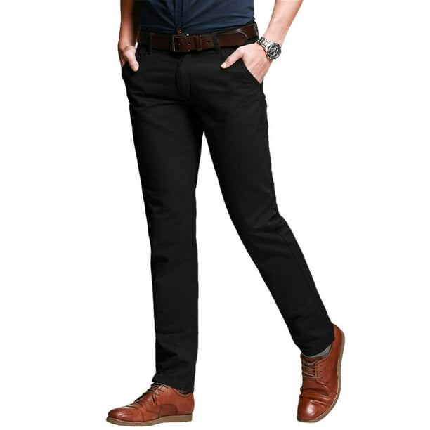 Pantalones a juego para hombre, ajustados, cónicos, elásticos, casuales, 8103, negros
