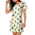 thumbnail image 2 of Balery Funny Avocado In Mexican Clothes Camisón de manga corta con cuello redondo para mujer, cómodo y elegante., 2 of 6