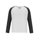 thumbnail image 4 of Blusas y camisas de manga larga con cuello en V para hombre, estilo casual, de color liso, con empalme, de manga larga y cuello en V, de poliéster y algodón., 4 of 4